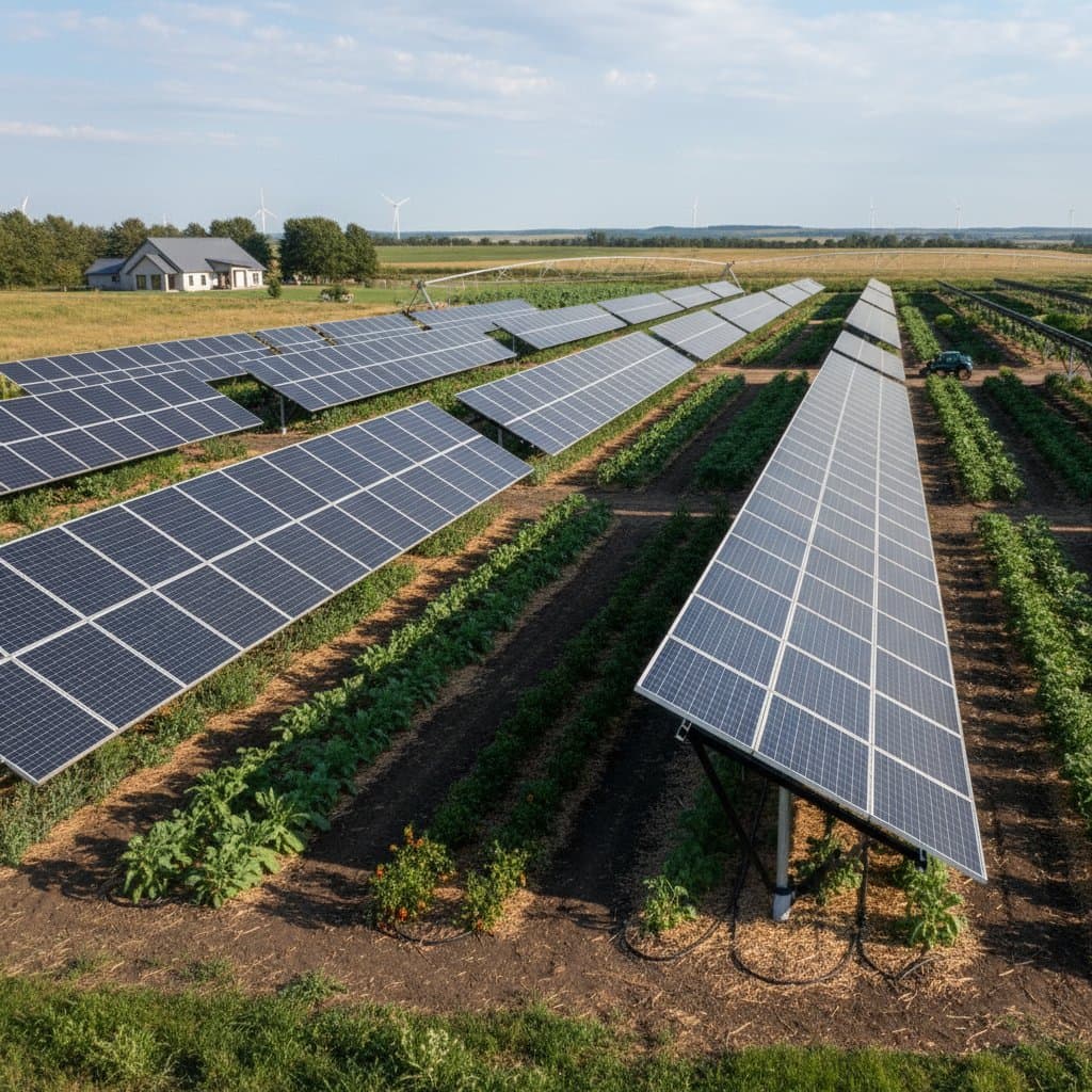 Solar Panels and Crops Share Land Without Competing