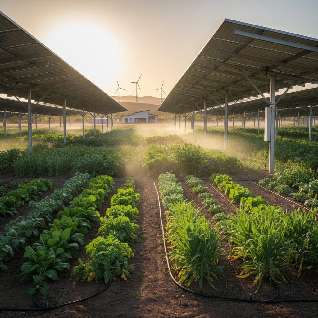 Solar Panels and Crops Share Land for Dual Income
